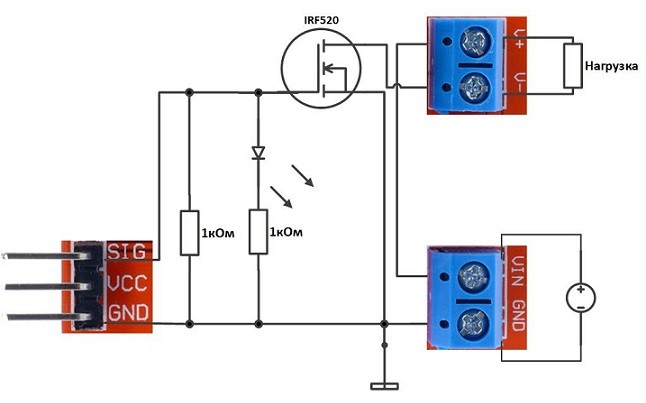 Ум на irf520 схема