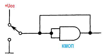 Правила соединения КМОП- и ТТЛ- логических элементов. Схема защиты от дребезга (неинвертирующий вентиль с обратной связью)