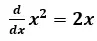 при x = 1 наклон = 2, при x = 0 наклон = 0